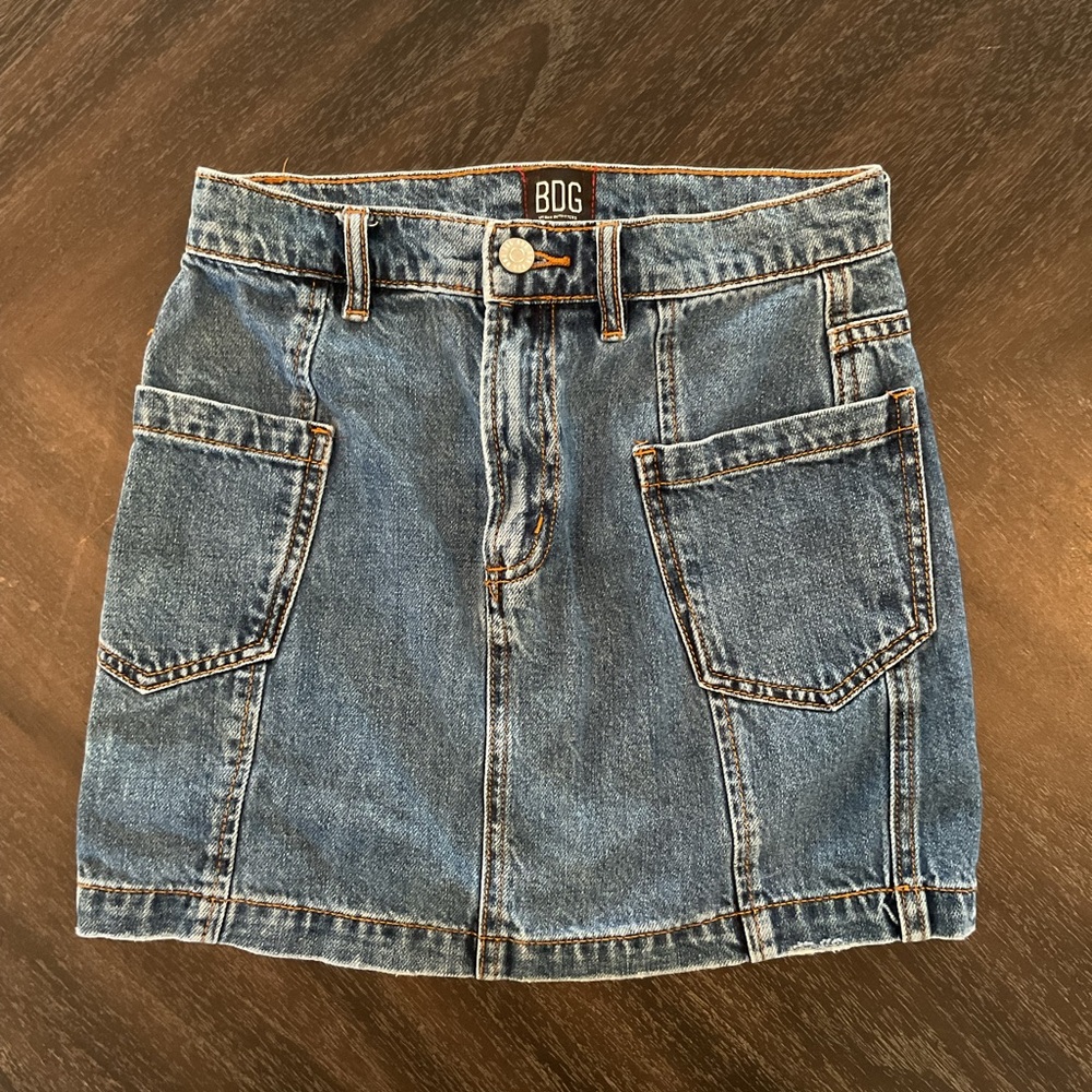 BDG Blue Denim Skirt with Pockets